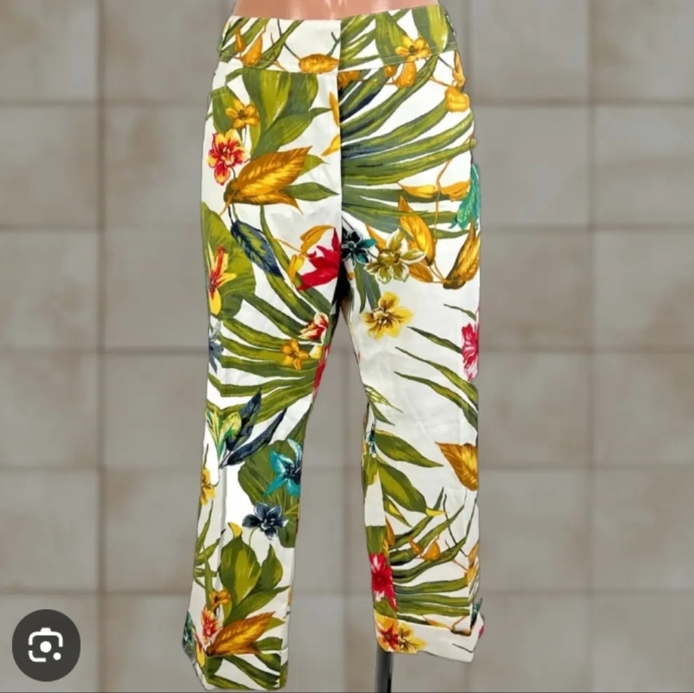 Cache Multicolor Leaf Print Pants - image 1
